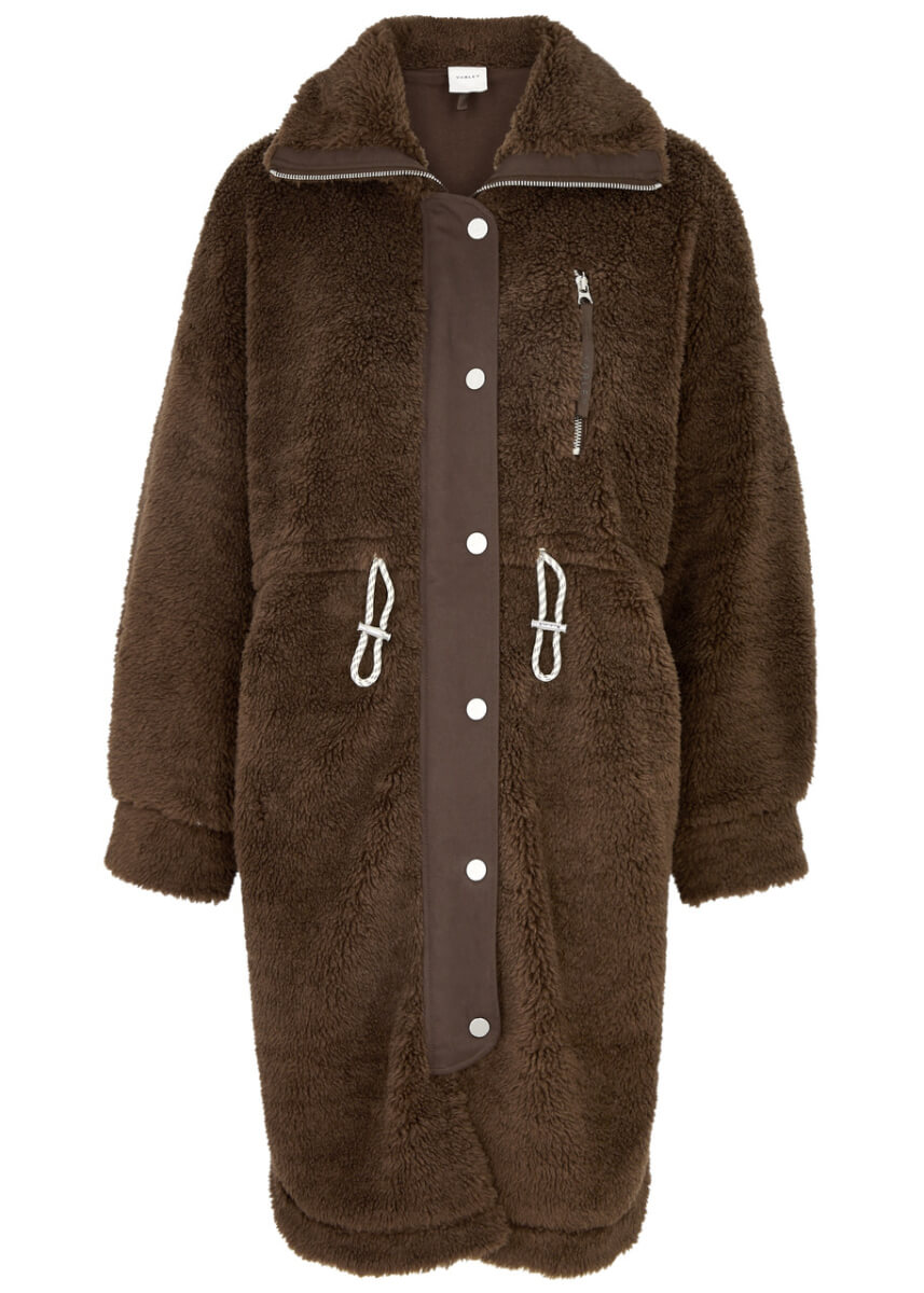 Varley Jones Faux fur Coat, Long Coats, Dark Brown, Large - L (UK14 / L)