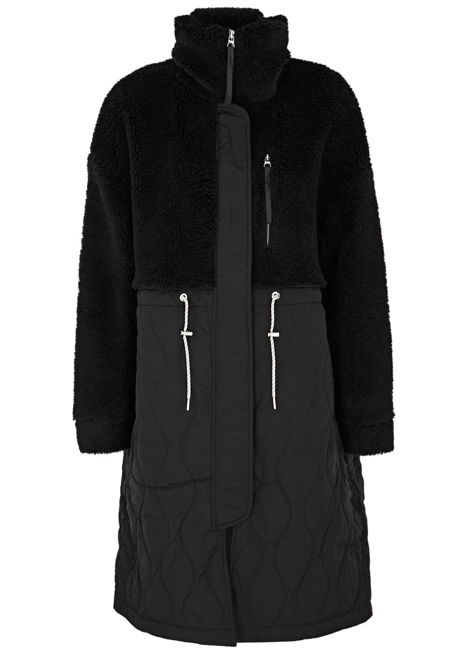 Varley Walsh Quilted Shell and Faux Shearling Coat, Activewear, Black - XS (UK6 / XS)