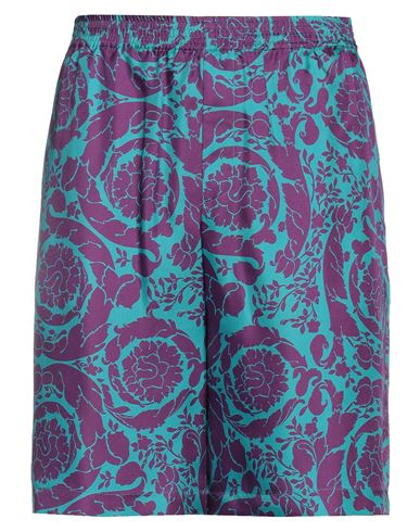 Versace Man Shorts & Bermuda Shorts Turquoise Size 32 Silk