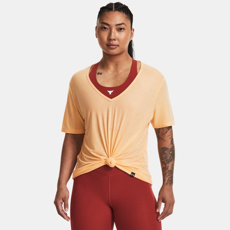 Women's Project Rock Completer Deep V T-Shirt Mesa Yellow / Black M