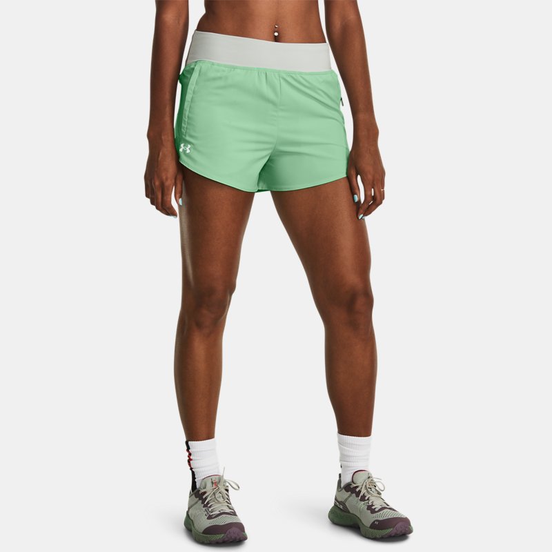 Women's Under Armour Anywhere Shorts Green Screen / Olive Tint / Reflective L