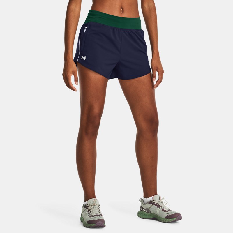 Women's Under Armour Anywhere Shorts Midnight Navy / Greenwood / Reflective M