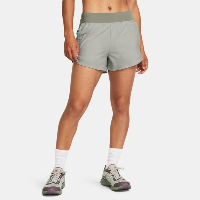 Women's Under Armour Anywhere Shorts Olive Tint / Grove Green / Reflective M