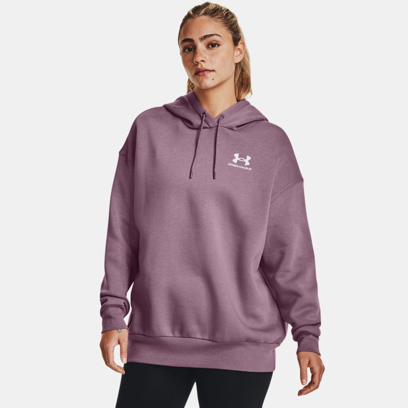 Women's Under Armour Essential Fleece Oversized Hoodie Misty Purple / White XS