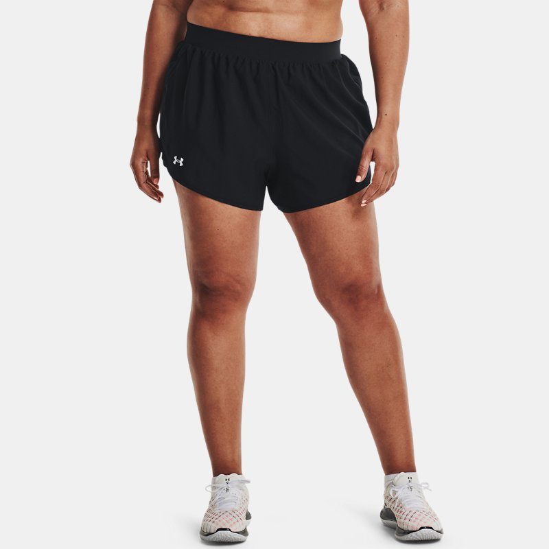 Women's Under Armour Fly-By 2.0 Shorts Black / Black / Reflective 1X