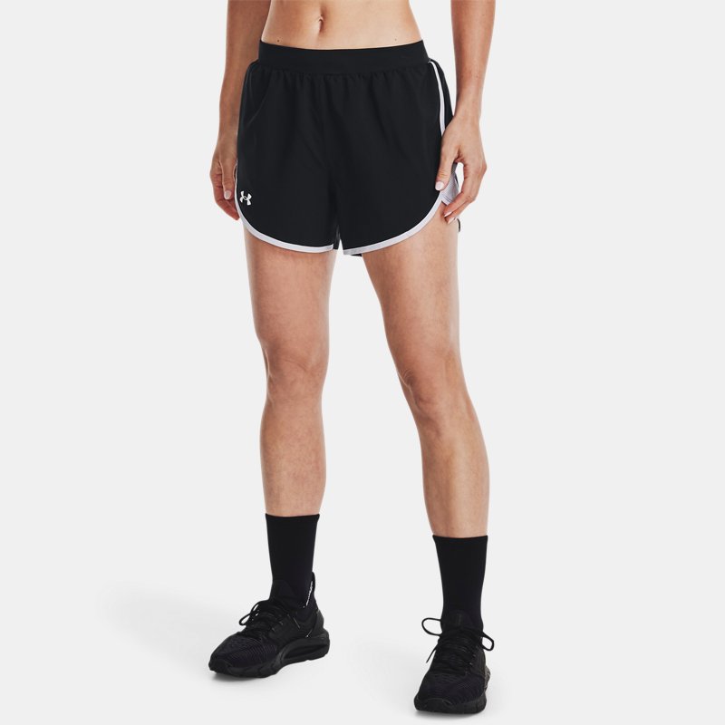 Women's Under Armour Fly-By Elite 5'' Shorts Black / White / Reflective L