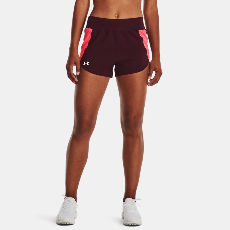 Women's Under Armour Fly-By Elite High-Rise Shorts Dark Maroon / Beta / Reflective M
