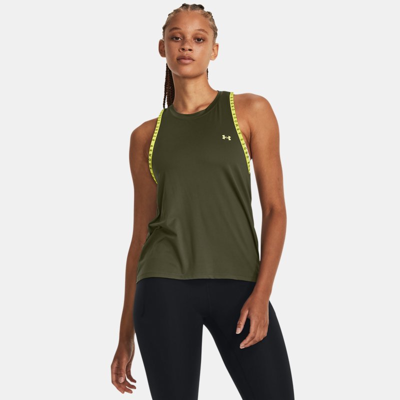 Women's Under Armour Knockout Tank Marine OD Green / Lime Yellow S