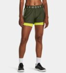Women's Under Armour Play Up 2-in-1 Shorts Marine OD Green / Lime Yellow / Grove Green L