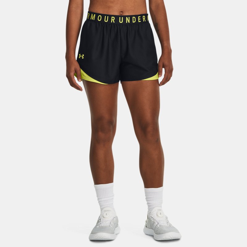 Women's Under Armour Play Up 3.0 Shorts Black / Lime Yellow / Lime Yellow L