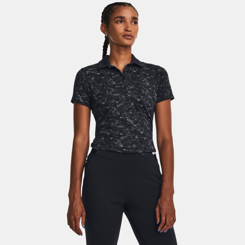 Women's Under Armour Playoff Printed Polo Black / Metallic Silver S