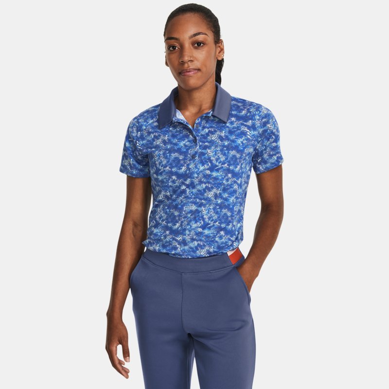 Women's Under Armour Playoff Printed Polo Hushed Blue / Water / Metallic Silver M