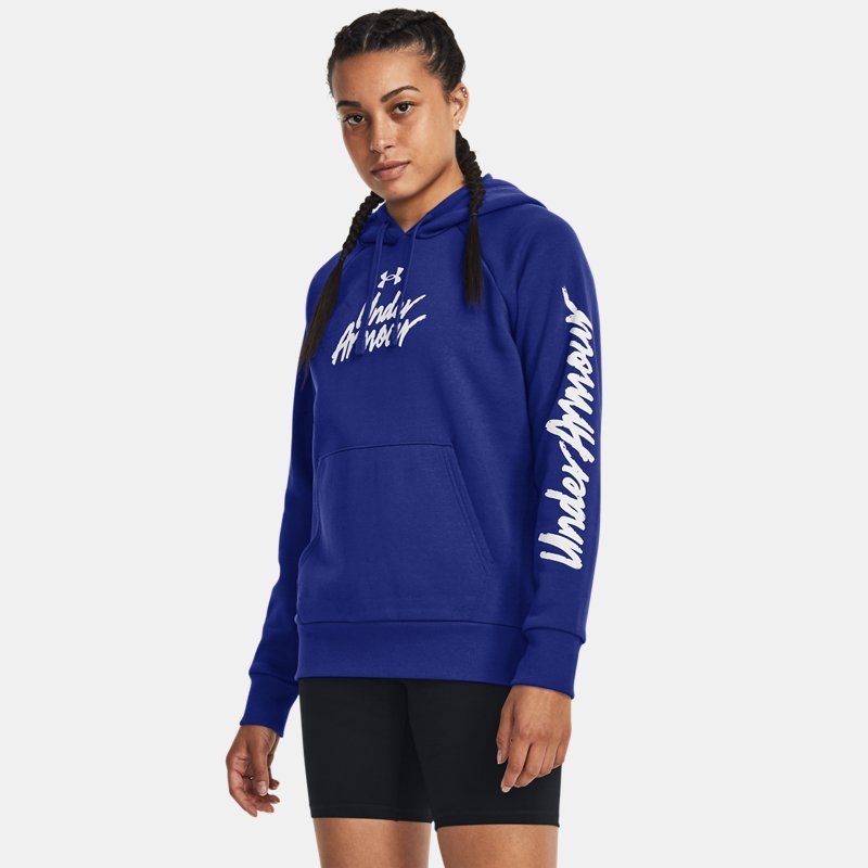 Women's Under Armour Rival Fleece Graphic Hoodie Royal / White L