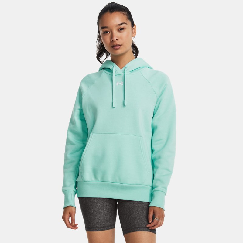 Women's Under Armour Rival Fleece Hoodie Neo Turquoise / White S