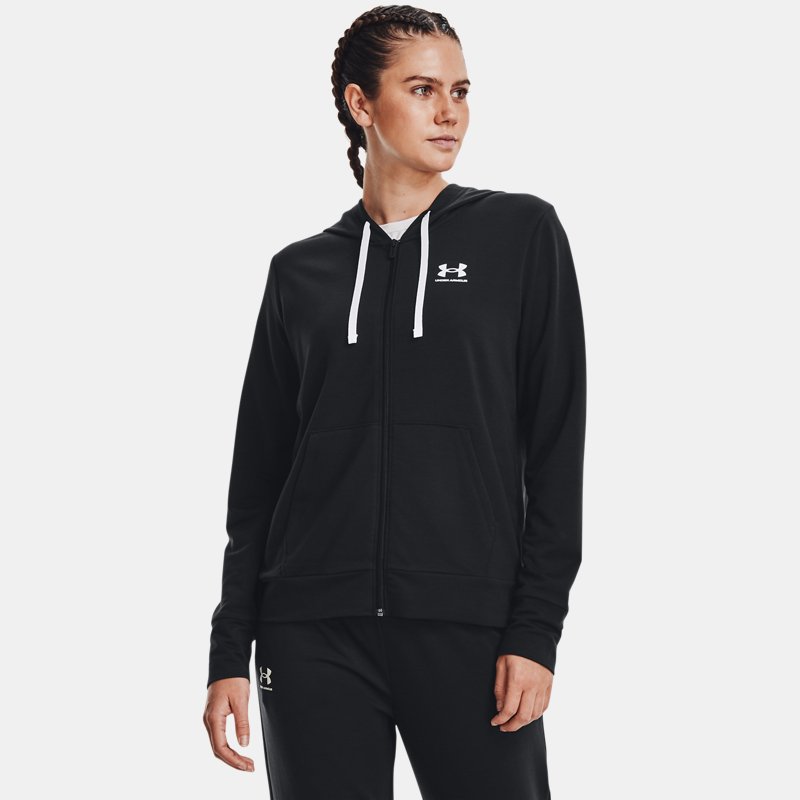 Women's Under Armour Rival Terry Full-Zip Hoodie Black / White M