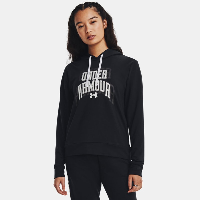 Women's Under Armour Rival Terry Graphic Hoodie Black / White L