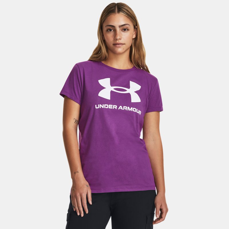 Women's Under Armour Sportstyle Graphic Short Sleeve Cassis / White M