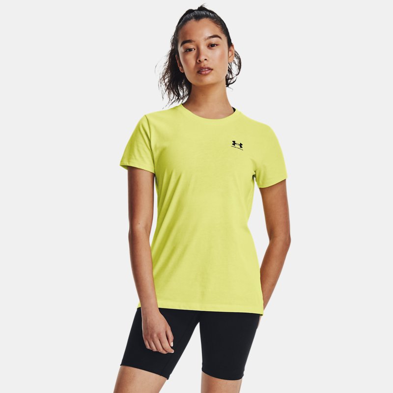 Women's Under Armour Sportstyle Left Chest Short Sleeve Lime Yellow / Black L