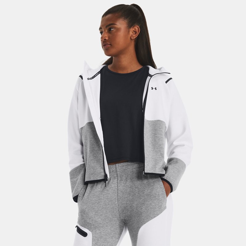 Women's Under Armour Unstoppable Fleece Full-Zip Mod Gray / White / White M