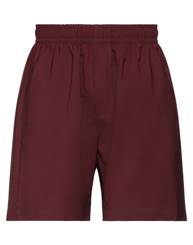 Yes London Man Shorts & Bermuda Shorts Burgundy Size XL Virgin Wool, Polyester, Elastane