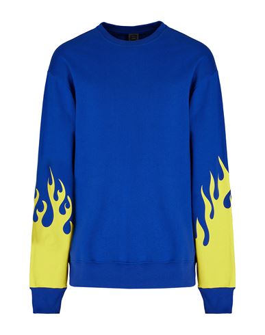 8 By Yoox Printed Organic Cotton Loose-fit Crewneck Man Sweatshirt Bright blue Size S Organic cotton
