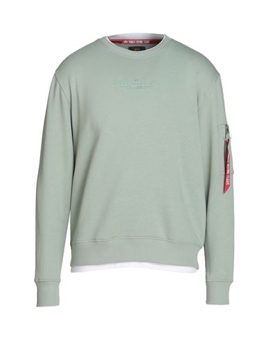 Alpha Industries Man Sweatshirt Sage green Size XXL Cotton, Polyester