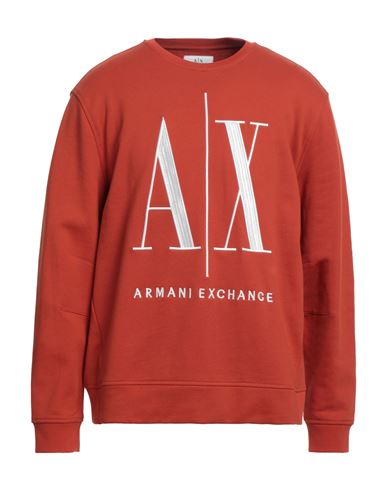 Armani Exchange Man Sweatshirt Rust Size L Cotton, Elastane