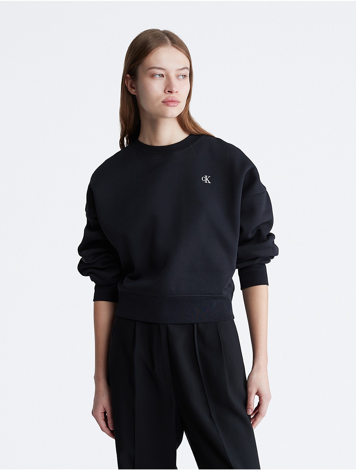 Calvin Klein Women's Archive Logo Fleece Cropped Sweatshirt - Black - XS