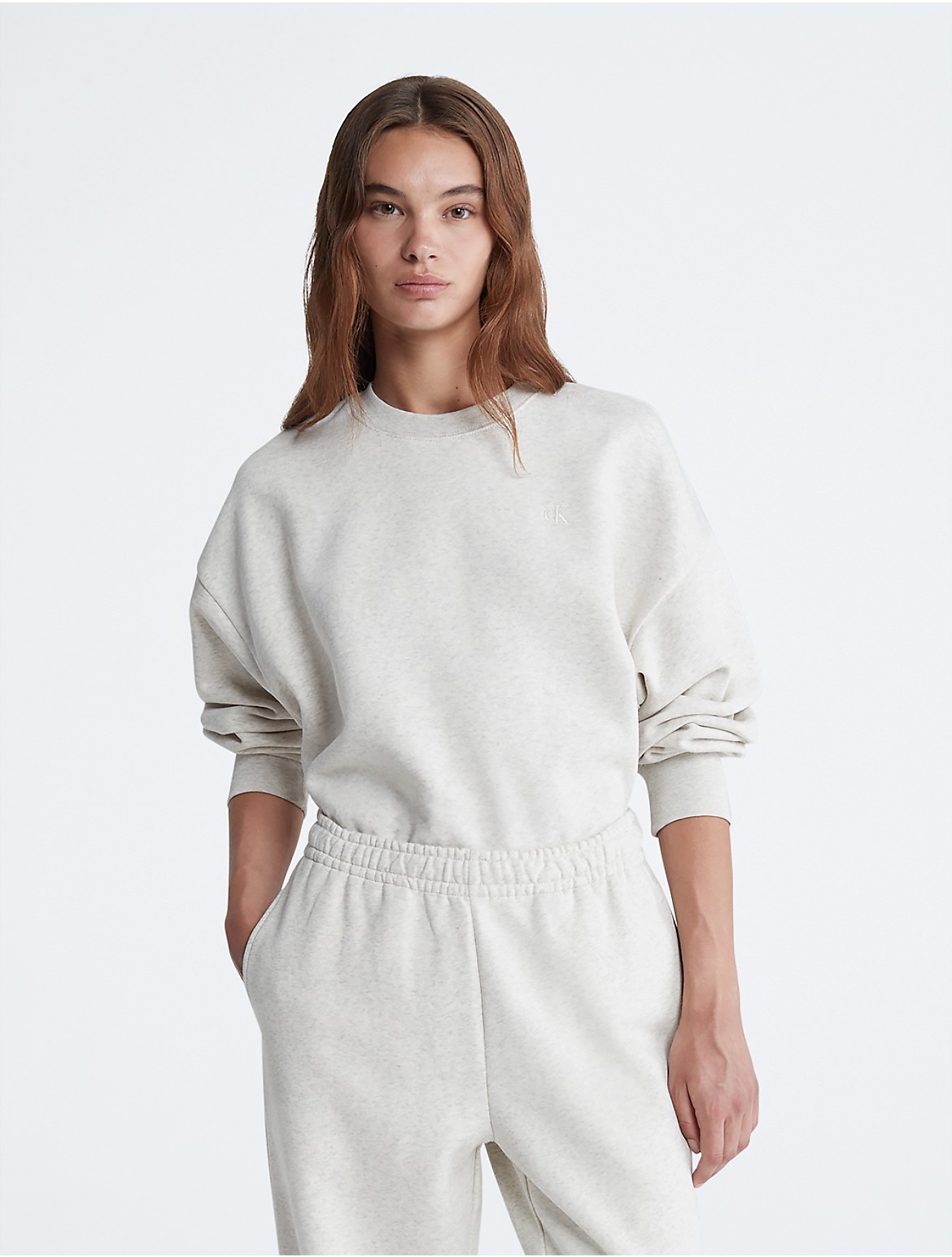 Calvin Klein Women's Archive Logo Fleece Cropped Sweatshirt - Neutral - XS