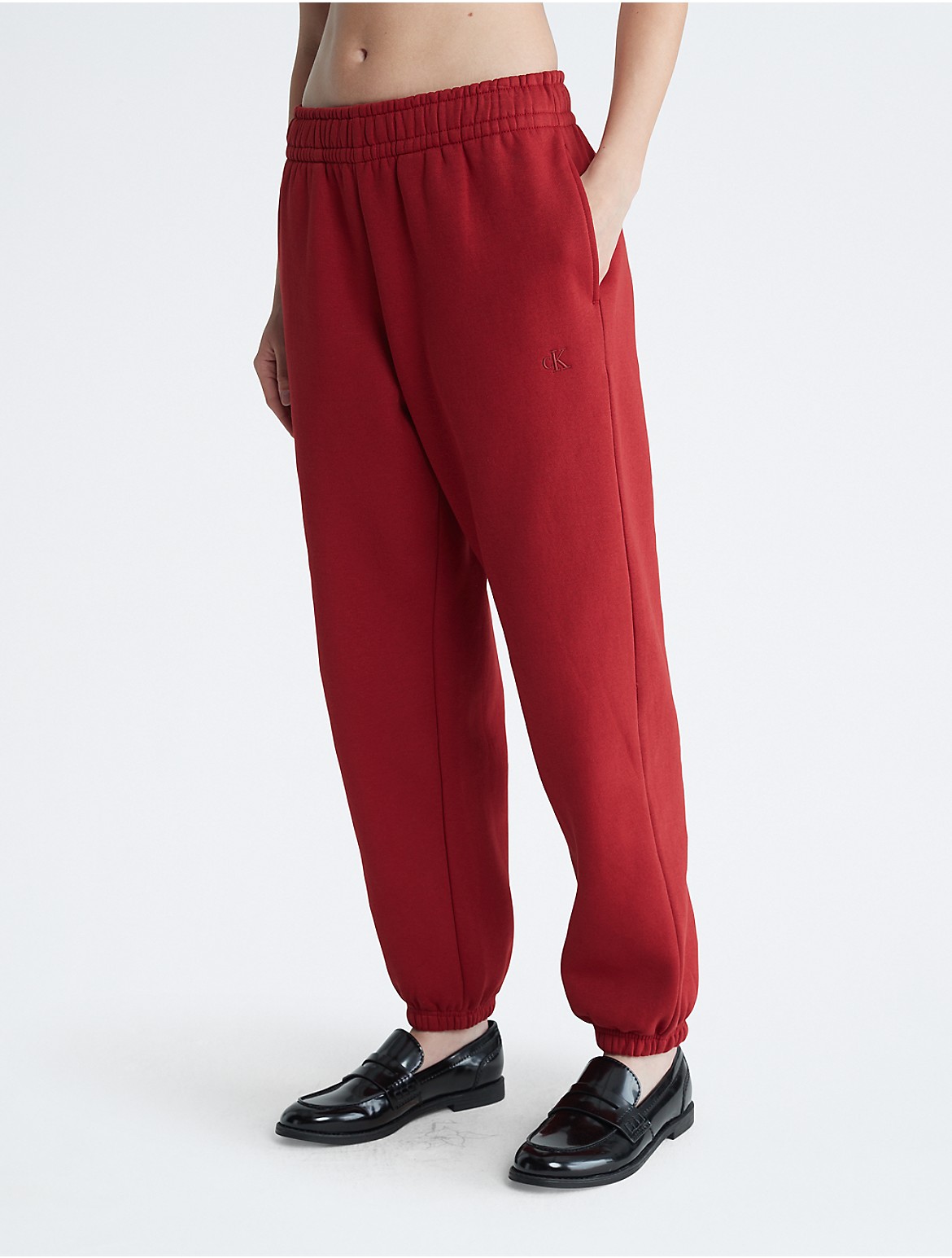 Calvin Klein Women's Archive Logo Fleece Joggers - Red - XL