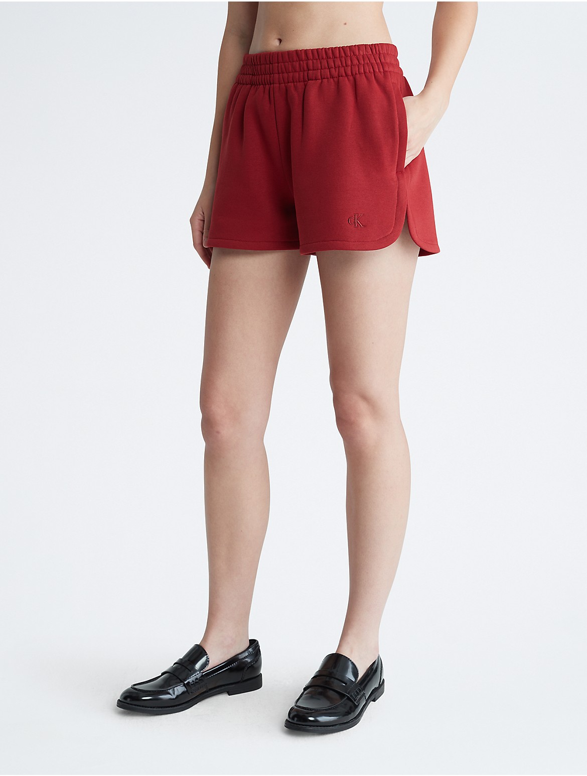 Calvin Klein Women's Archive Logo Fleece Shorts - Red - XS