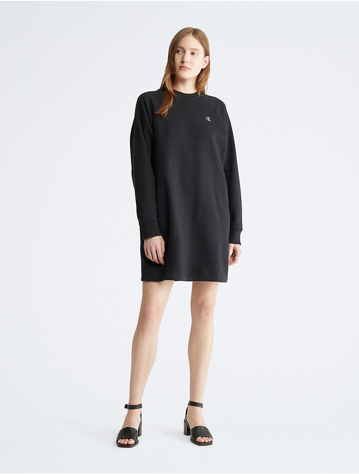 Calvin Klein Women's Archive Logo Fleece Sweatshirt Dress - Black - S