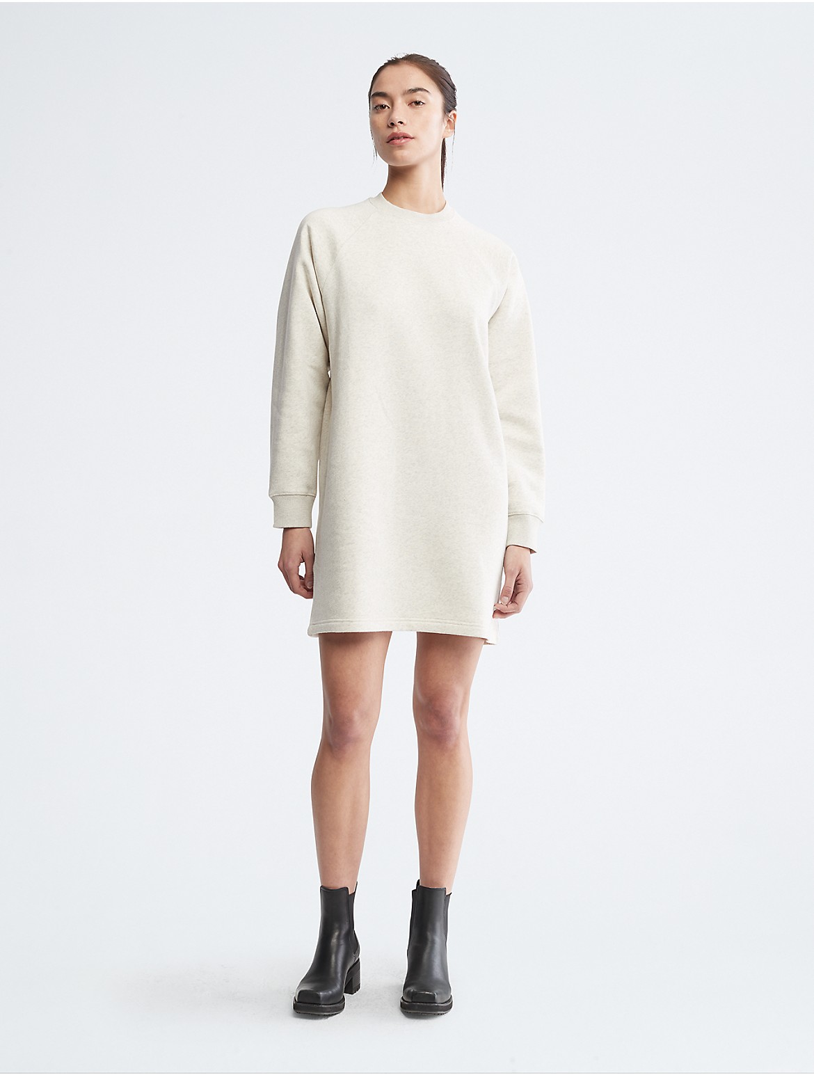 Calvin Klein Women's Archive Logo Fleece Sweatshirt Dress - Neutral - S