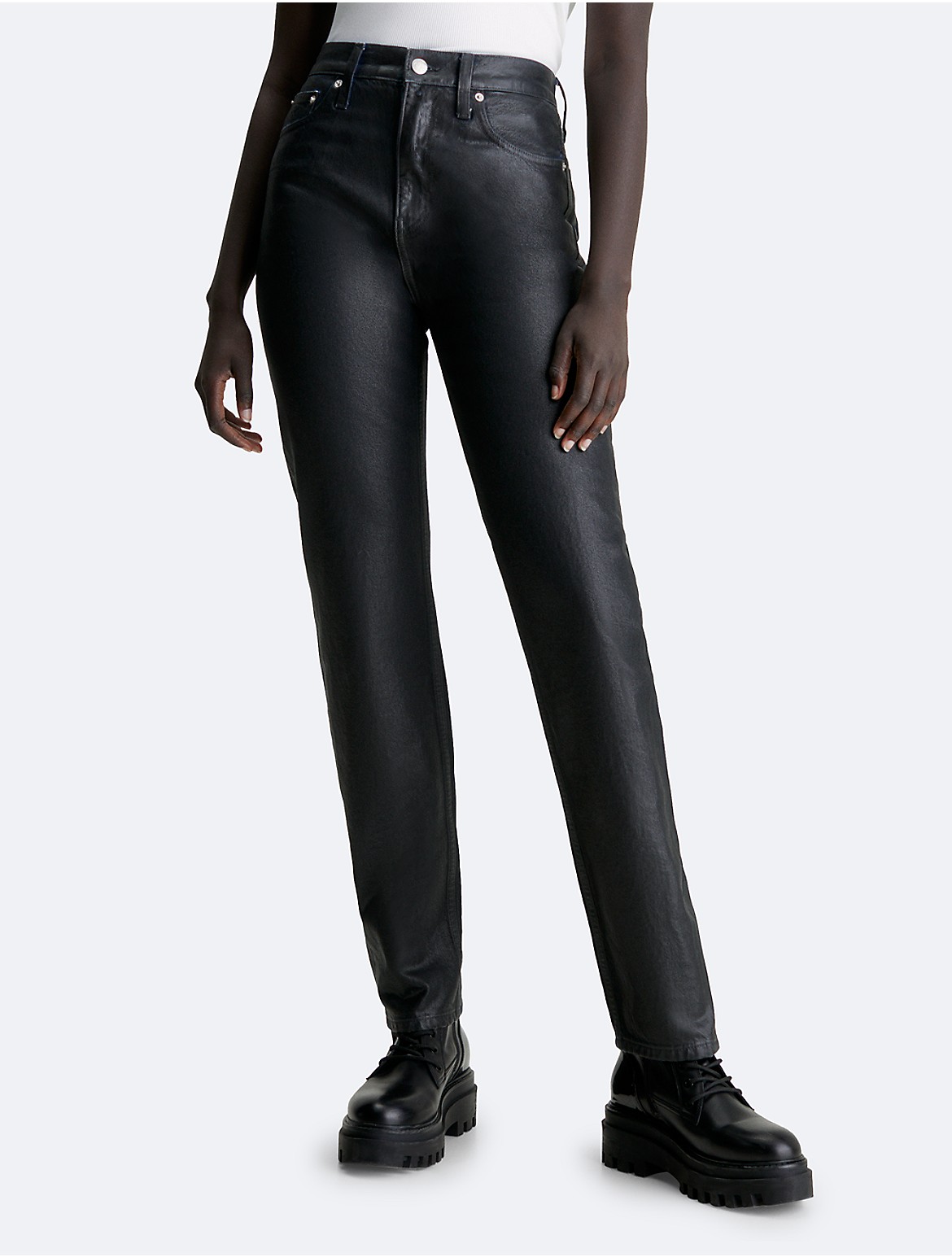 Calvin Klein Women's Authentic Slim Straight Fit Jeans - Black - 25