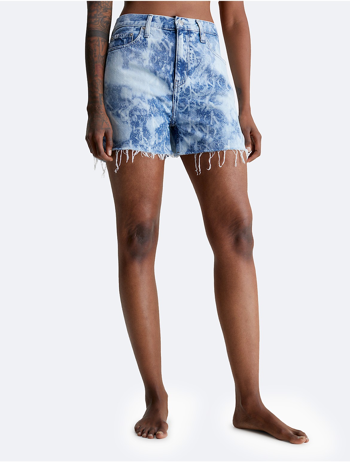 Calvin Klein Women's Bleached Denim Mom Shorts - Blue - 31