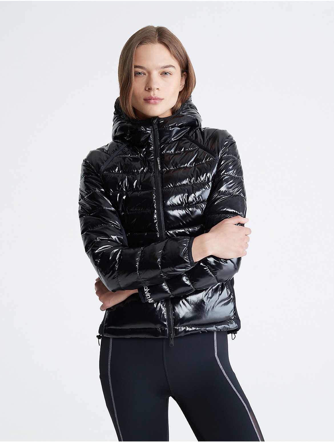 Calvin Klein Women's CK Sport Shiny Puffer Jacket - Black - M