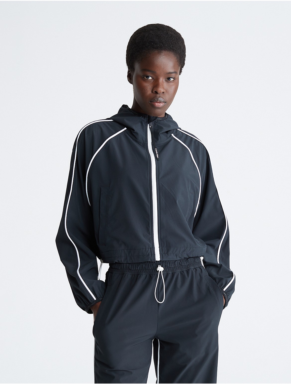 Calvin Klein Women's CK Sport Windbreaker Jacket - Black - L