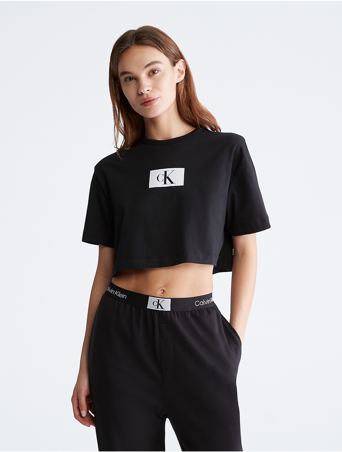 Calvin Klein Women's Calvin Klein 1996 Lounge Cropped T-Shirt - Black - XS