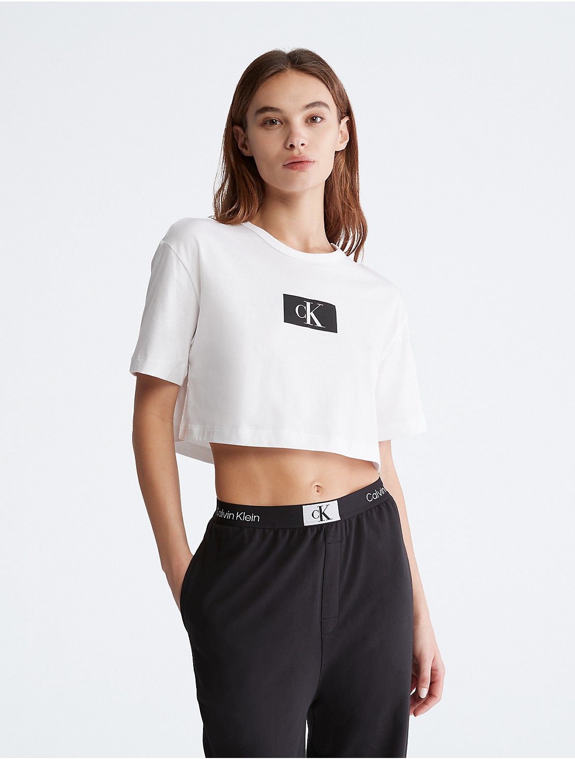 Calvin Klein Women's Calvin Klein 1996 Lounge Cropped T-Shirt - White - XS