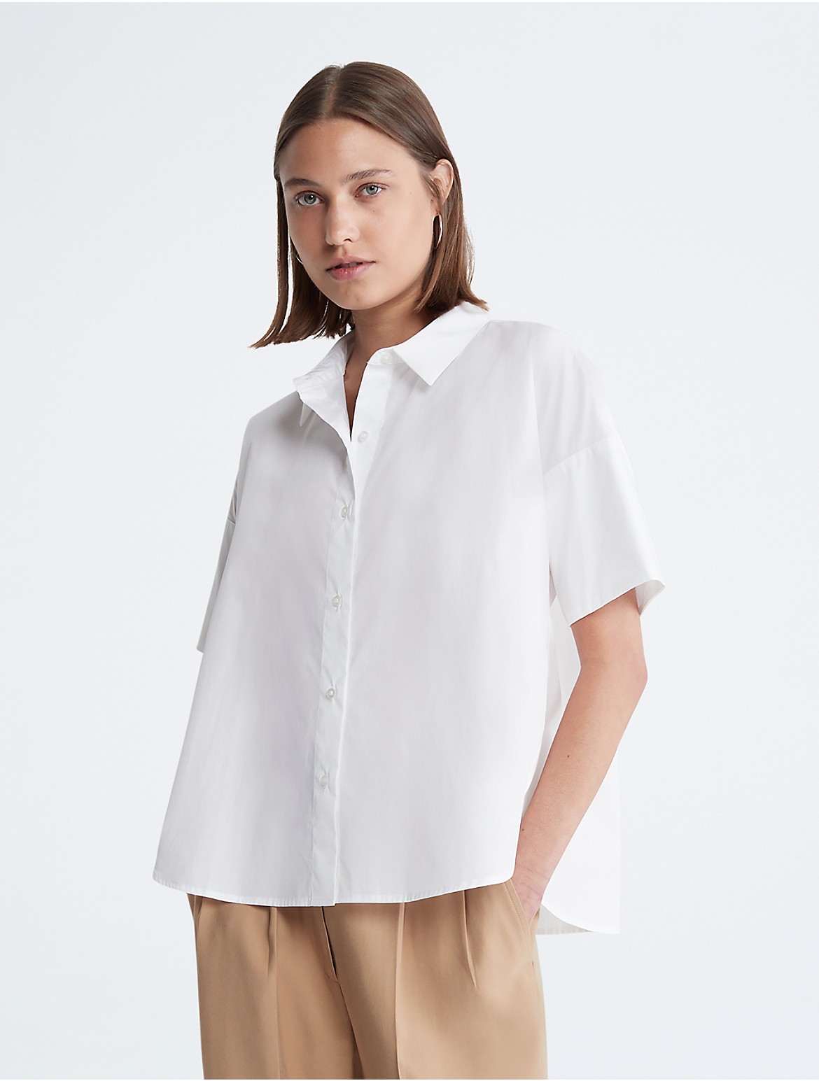 Calvin Klein Women's Camp Button-Down Shirt - White - XL