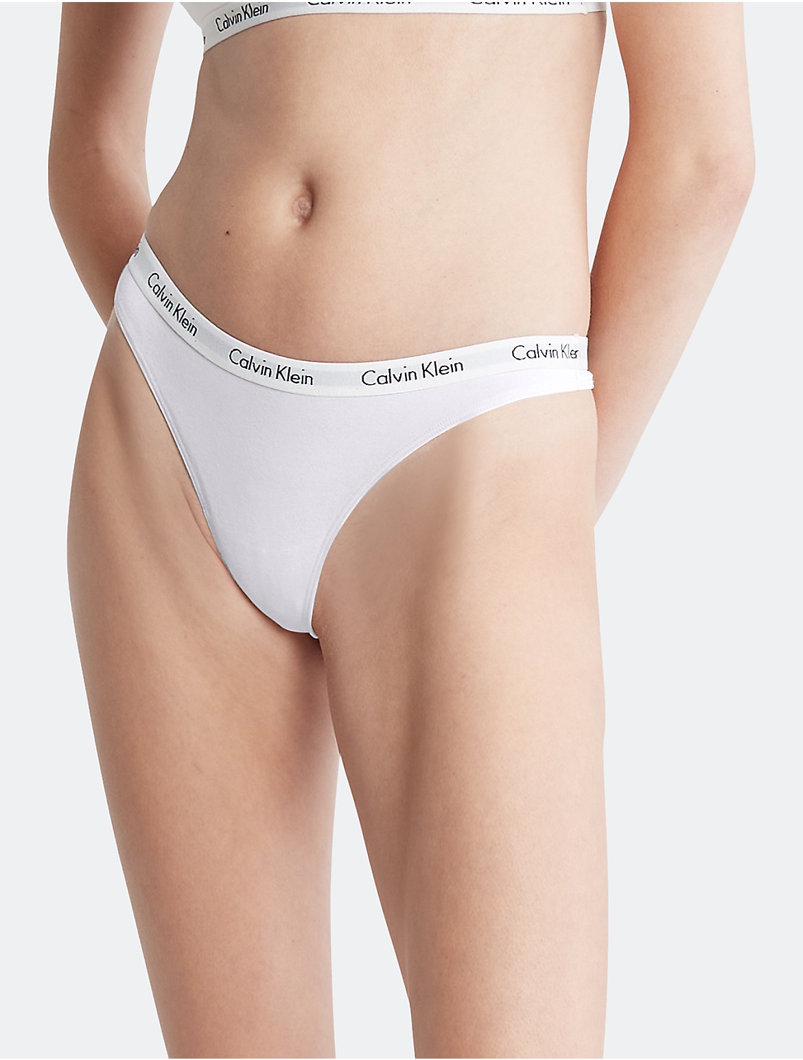 Calvin Klein Women's Carousel Logo Cotton Thong - White - XS