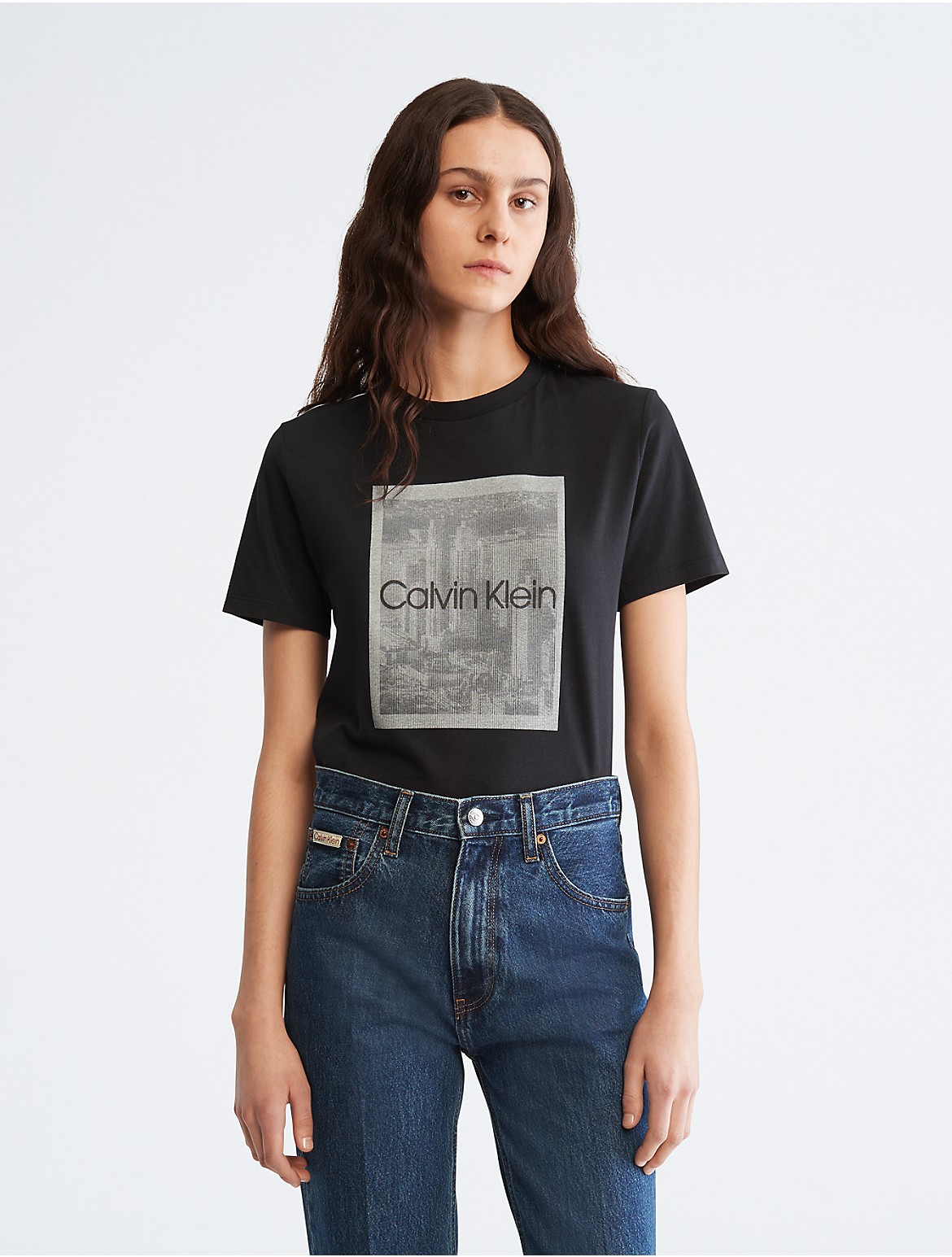 Calvin Klein Women's City Graphic Crewneck T-Shirt - Black - XS