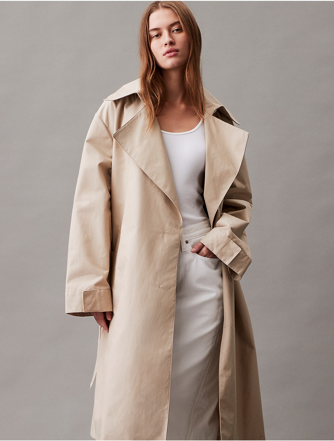 Calvin Klein Women's Essential Trench Coat - Neutral - XS