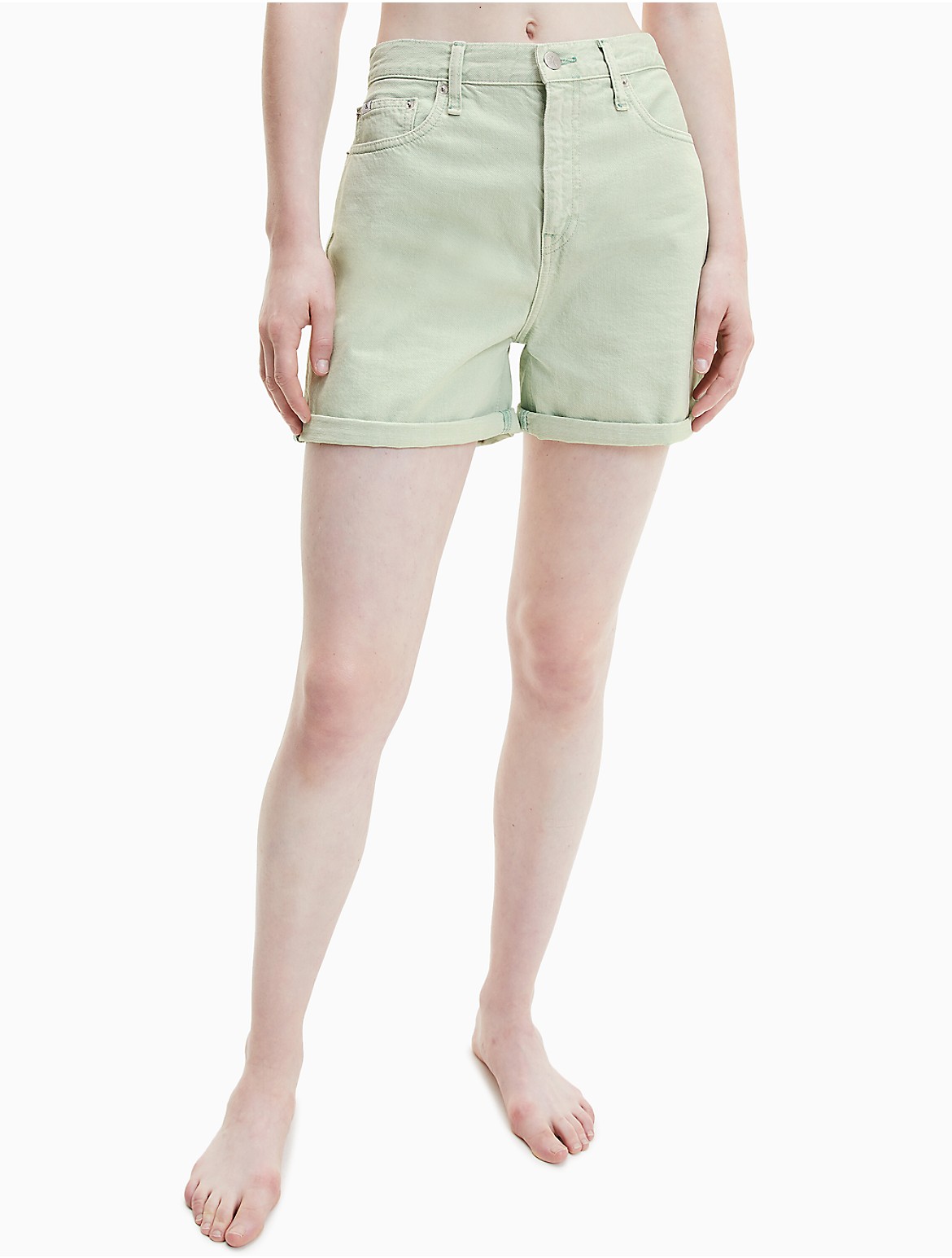 Calvin Klein Women's Garment-Dyed Denim Mom Shorts - Green - 29