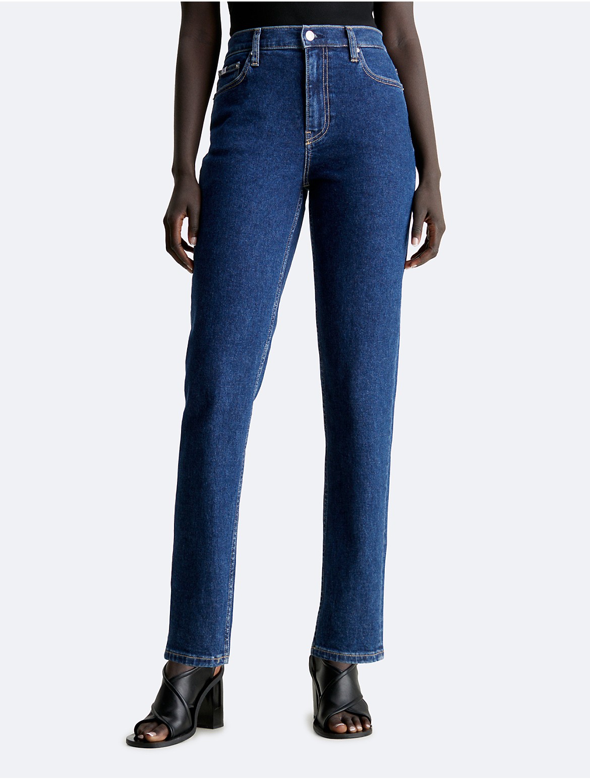 Calvin Klein Women's High Waist Mom Fit Jeans - Blue - 26