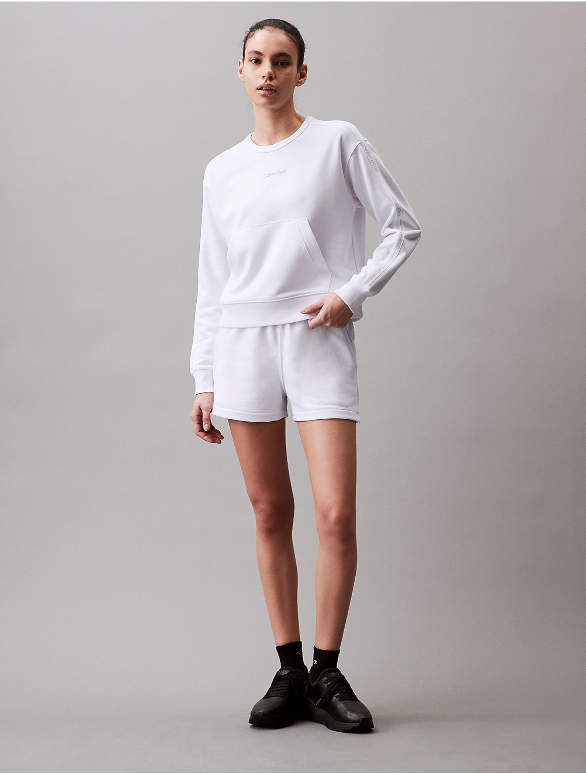 Calvin Klein Women's Logo Tape Crewneck Sweatshirt - White - XS