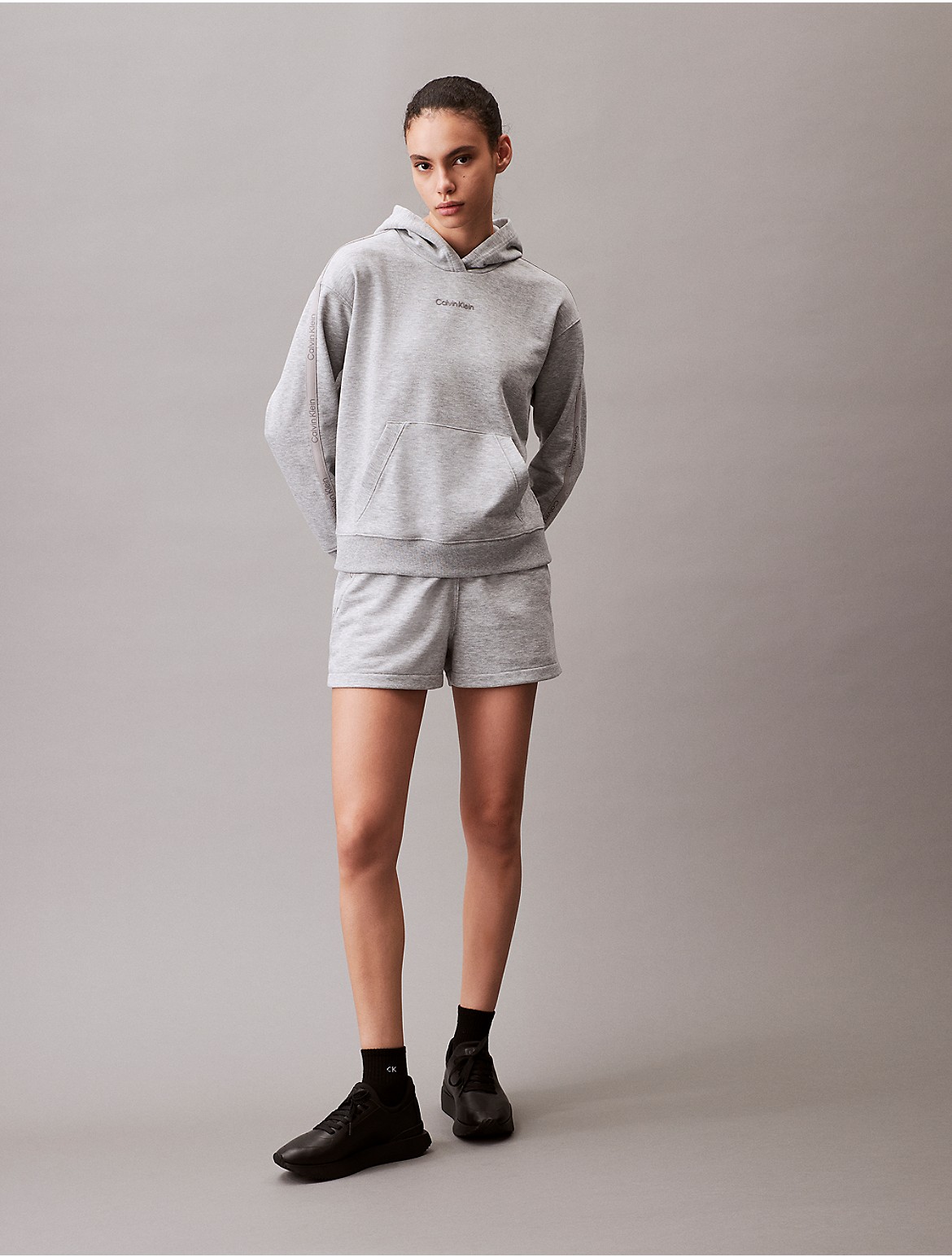 Calvin Klein Women's Logo Tape Knit Shorts - Grey - XS