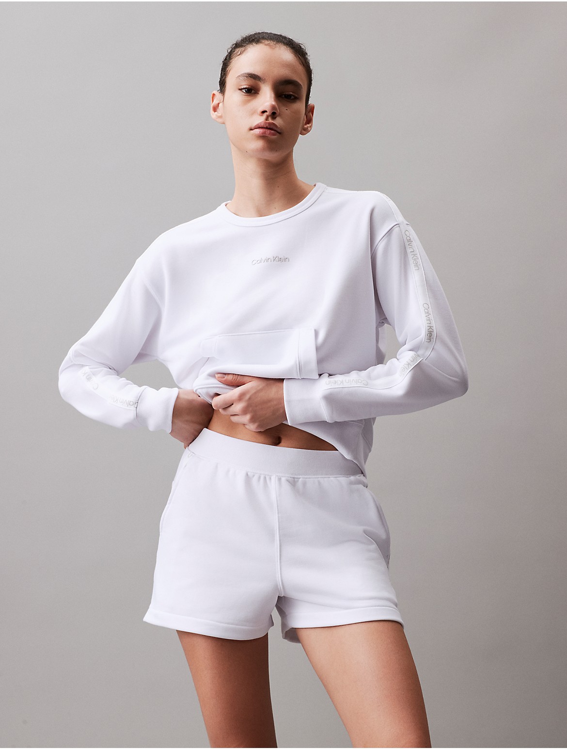 Calvin Klein Women's Logo Tape Knit Shorts - White - XS