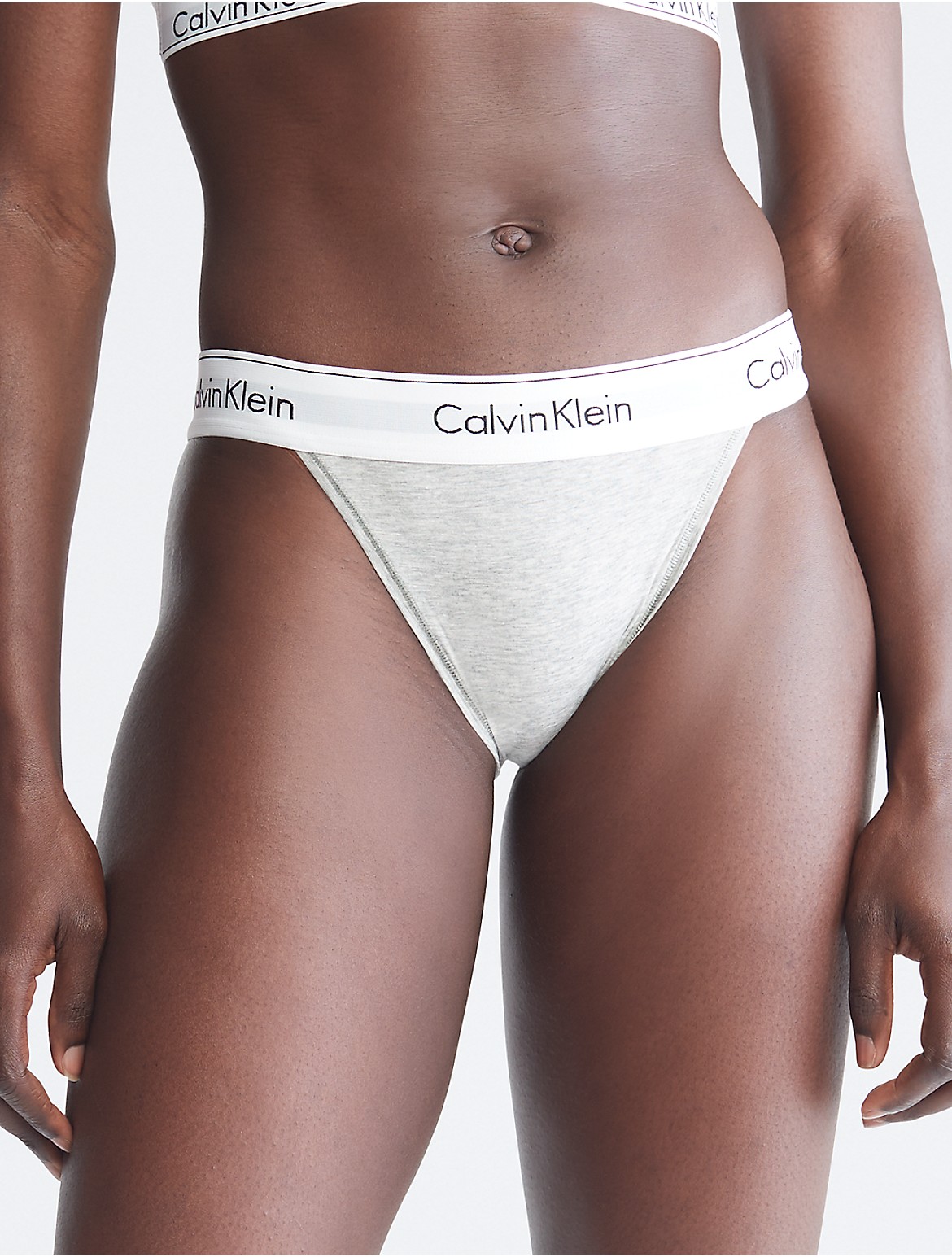 Calvin Klein Women's Modern Cotton High Leg Tanga - Grey - M