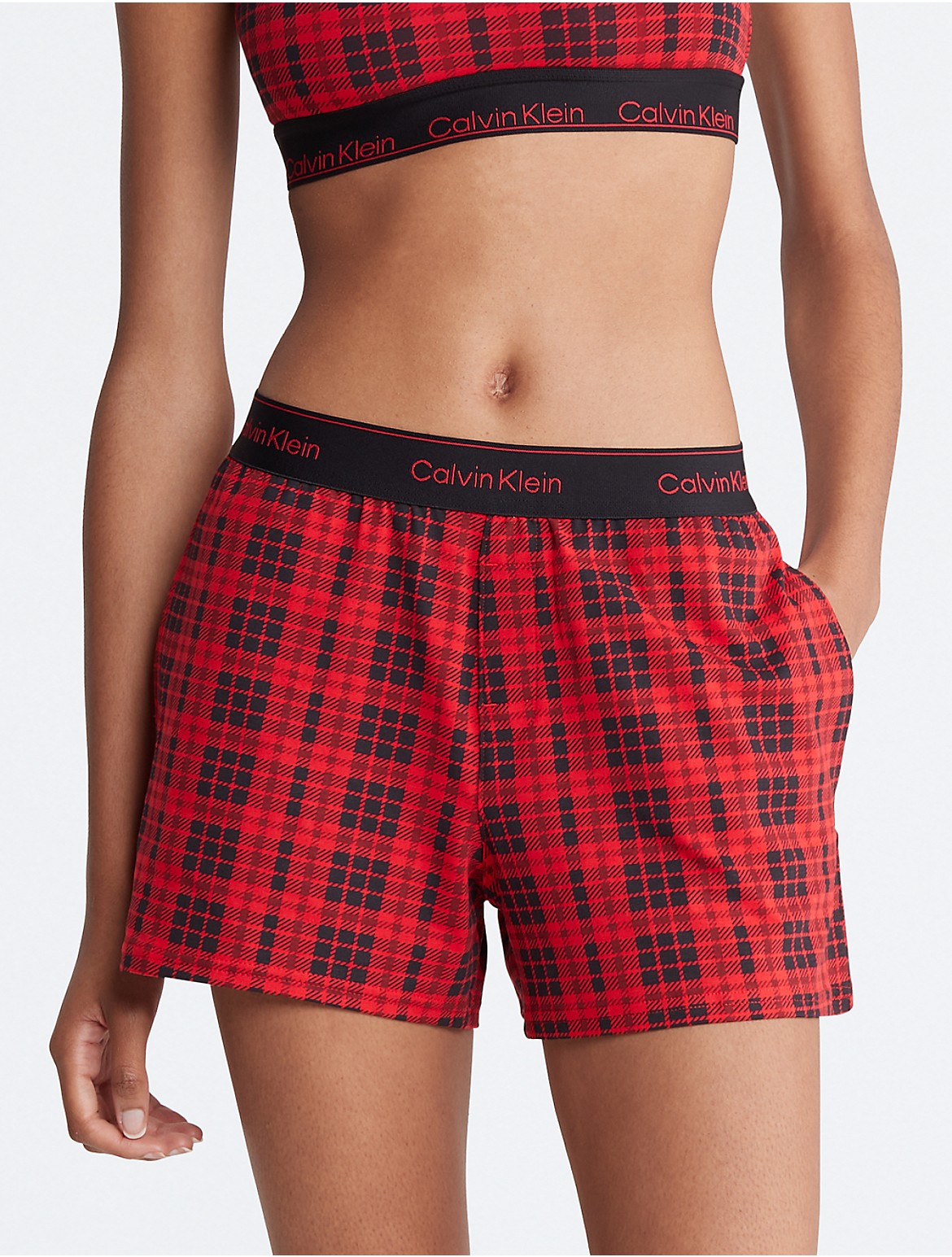 Calvin Klein Women's Modern Cotton Holiday Lounge Sleep Shorts - Red - XS
